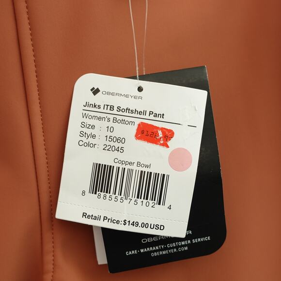 NWT Obermeyer Womens Jinks ITB Softshell Ski Pants Elastic Waist Copper Size 10 - Picture 9 of 9